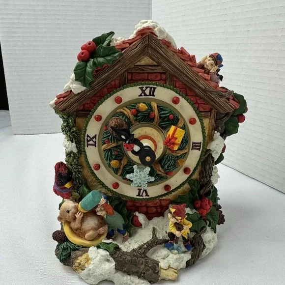 Adorno Animated Christmas Clock Music Box Vintage Plays White Christmas - Picture 10 of 10